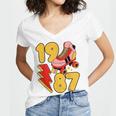1987 Retro Roller Skate Vintage 80s Nostalgia Collector Women's Jersey Short Sleeve Deep V-Neck Tshirt