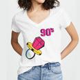 90’s Ring Retro Nostalgia Colorful Throwback Women's Jersey Short Sleeve Deep V-Neck Tshirt