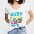 Born In The 80's But 90's Made Me Nostalgia Cassette Tape Premium Tri-Blend Women's Jersey Short Sleeve Deep V-Neck Tshirt