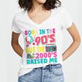 Born In The 90's But The 2000's Raised Me Y2K Nostalgia Women's Jersey Short Sleeve Deep V-Neck Tshirt