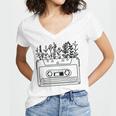 Cassette Tee 80s 90s Retro Party Costume Nostalgia Cassette Women's Jersey Short Sleeve Deep V-Neck Tshirt