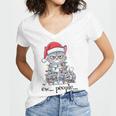 Cat Ew People Adult Humor Introvert Anti-Social Women's Jersey Short Sleeve Deep V-Neck Tshirt