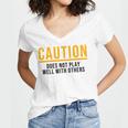 Caution Does Not Play Well With Others Introvert Women's Jersey Short Sleeve Deep V-Neck Tshirt Caution Does Not Play Well With Others Introvert Women's Jersey Short Sleeve Deep V-Neck Tshirt