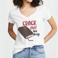 Christian Quote Holy Bible Crack This Book Not Drugs Women's Jersey Short Sleeve Deep V-Neck Tshirt