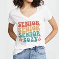 Class Of 2023 Senior 2023 Graduation Retro Seniors Women's Jersey Short Sleeve Deep V-Neck Tshirt