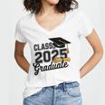 Class Of 2025 Graduate 2025 Graduation Senior 2025 Women's Jersey Short Sleeve Deep V-Neck Tshirt