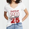 Class Of 2025 Senior 2025 Graduation Red Raglan Baseball Tee Women's Jersey Short Sleeve Deep V-Neck Tshirt
