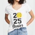 Class Of 2025 Softball Senior Graduation Graduate Women Women's Jersey Short Sleeve Deep V-Neck Tshirt