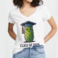 Class Of 2026 Graduation Pickle Trendy Graduate Humor Women's Jersey Short Sleeve Deep V-Neck Tshirt