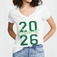 Class Of 2026 Graduation Varsity Green And On The Back Women's Jersey Short Sleeve Deep V-Neck Tshirt