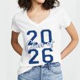 Class Of 2026 Graduation Varsity Navy Blue Letters Premium Tri-Blend Women's Jersey Short Sleeve Deep V-Neck Tshirt