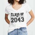 Class Of 2043 Grow With Me Graduation First Day Of School Women's Jersey Short Sleeve Deep V-Neck Tshirt