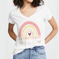 Cosmetology Instructor Cosmetologist Graduation Rainbow Women's Jersey Short Sleeve Deep V-Neck Tshirt