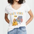 Cozy Vibes Atmospheric Introvert Women's Jersey Short Sleeve Deep V-Neck Tshirt