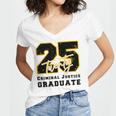 Criminal Justice Graduate Graduated Class Of 2025 Graduation Women's Jersey Short Sleeve Deep V-Neck Tshirt