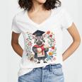 Cute Graduation Zebra Holding DiplomaShirt Women's Jersey Short Sleeve Deep V-Neck Tshirt
