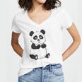 Cute Introvert Vibes – Panda Hello & Goodbye Women's Jersey Short Sleeve Deep V-Neck Tshirt