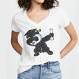 Dabbing Panda Bear Graduation Senior 2019 Shirt Women's Jersey Short Sleeve Deep V-Neck Tshirt