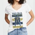 DC Comics Graduation Batman The Grad Power Stance Women's Jersey Short Sleeve Deep V-Neck Tshirt