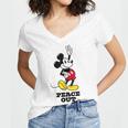 Disney Mickey Mouse Peace Out Totally Retro Graduation Women's Jersey Short Sleeve Deep V-Neck Tshirt