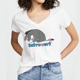 Disney Winnie The Pooh Introvert Eeyore Logo Women's Jersey Short Sleeve Deep V-Neck Tshirt