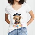 Dog Class Of 2024 Graduation Senior 2024 Men Women Girls Kids Women's Jersey Short Sleeve Deep V-Neck Tshirt