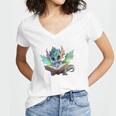 Easily Distracted By Dragon And Books Introvert Shirt Women's Jersey Short Sleeve Deep V-Neck Tshirt