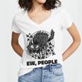 Ew People Introvert Cat Lover Crazy Cats Lady Women's Jersey Short Sleeve Deep V-Neck Tshirt