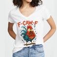 F-Caw-F Rooster F Awk F Chicken Coffee Romance Books Lover Women's Jersey Short Sleeve Deep V-Neck Tshirt