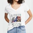 My Favorite Airman Calls Me Son Air Force Graduation Son Women's Jersey Short Sleeve Deep V-Neck Tshirt