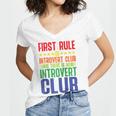 First Rule Of Introvert Club Is There Is No Introvert Club Raglan Baseball Tee Women's Jersey Short Sleeve Deep V-Neck Tshirt First Rule Of Introvert Club Is There Is No Introvert Club Raglan Baseball Tee Women's Jersey Short Sleeve Deep V-Neck Tshirt