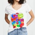 Frutiger Aero Aesthetic Tech Orb Pattern Heart Cherry Lips Raglan Baseball Tee Women's Jersey Short Sleeve Deep V-Neck Tshirt