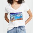 Frutiger Aero Y2k 2000s Women's Jersey Short Sleeve Deep V-Neck Tshirt