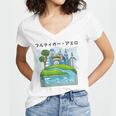Future City Wind Power Frutiger Aero Y2K Style Ocean Women's Jersey Short Sleeve Deep V-Neck Tshirt