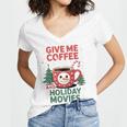 Give Me Coffee And Holiday Movies Introvert Christmas Women's Jersey Short Sleeve Deep V-Neck Tshirt Give Me Coffee And Holiday Movies Introvert Christmas Women's Jersey Short Sleeve Deep V-Neck Tshirt