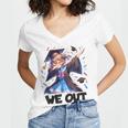 We Out Graduate Dabbing Anime Girl Grad Graduation Women's Jersey Short Sleeve Deep V-Neck Tshirt
