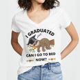 I Graduated Can I Go Back To Bed Sloth Graduation Cap Women's Jersey Short Sleeve Deep V-Neck Tshirt
