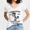 I Graduated Graduate Class 2025 Cat Graduation Women's Jersey Short Sleeve Deep V-Neck Tshirt