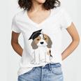Graduation Beagle Dog 2017 Graduate Graduation Tee Women's Jersey Short Sleeve Deep V-Neck Tshirt