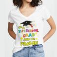 Graduation Class 2018 Cap Gown Shirt Preschool Grad Proud Women's Jersey Short Sleeve Deep V-Neck Tshirt