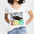 Graduation Class Of 2035 Hand Prints Space Pre-K -12th Grade Women's Jersey Short Sleeve Deep V-Neck Tshirt