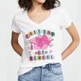 Happy Last Day Of School Coquette Bow Graduation Girls Kids Women's Jersey Short Sleeve Deep V-Neck Tshirt