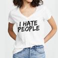 I Hate People Graffiti Introverts Meme Loner Women's Jersey Short Sleeve Deep V-Neck Tshirt