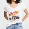 Hotrod Vintage Style Car Nostalgia Hotrod Distressed Premium Tri-Blend Women's Jersey Short Sleeve Deep V-Neck Tshirt