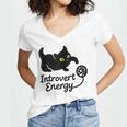 Introvert Energy Cat Love Cat Meme Women's Jersey Short Sleeve Deep V-Neck Tshirt
