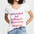 Introverted Willing To Discuss Caspian Introvert Women's Jersey Short Sleeve Deep V-Neck Tshirt Introverted Willing To Discuss Caspian Introvert Women's Jersey Short Sleeve Deep V-Neck Tshirt