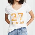 Junior Class 2027 Graduation Back To School Orange Letters Premium Tri-Blend Women's Jersey Short Sleeve Deep V-Neck Tshirt