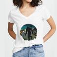 Just Me And My Yeti Retro Sunset Mountain Hiking Introvert Women's Jersey Short Sleeve Deep V-Neck Tshirt Just Me And My Yeti Retro Sunset Mountain Hiking Introvert Women's Jersey Short Sleeve Deep V-Neck Tshirt