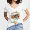 Keep Calm And Remember The 80s Retro Vintage Nostalgia Premium Women's Jersey Short Sleeve Deep V-Neck Tshirt
