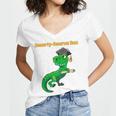 Kids Cute Graduation Dinosaur Smarty Saurus Kinder VPK Pre-k Grad Women's Jersey Short Sleeve Deep V-Neck Tshirt